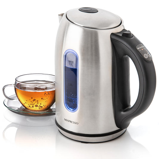 Mixpresso Stainless Steel Electric Kettle, Cordless 1.7L Electric Kettle Temperature Control,1500W Electric Tea Kettle with Viewing Window 2 Hr Keep Warm, Water Boiler with Auto-Off, Boil-Dry System