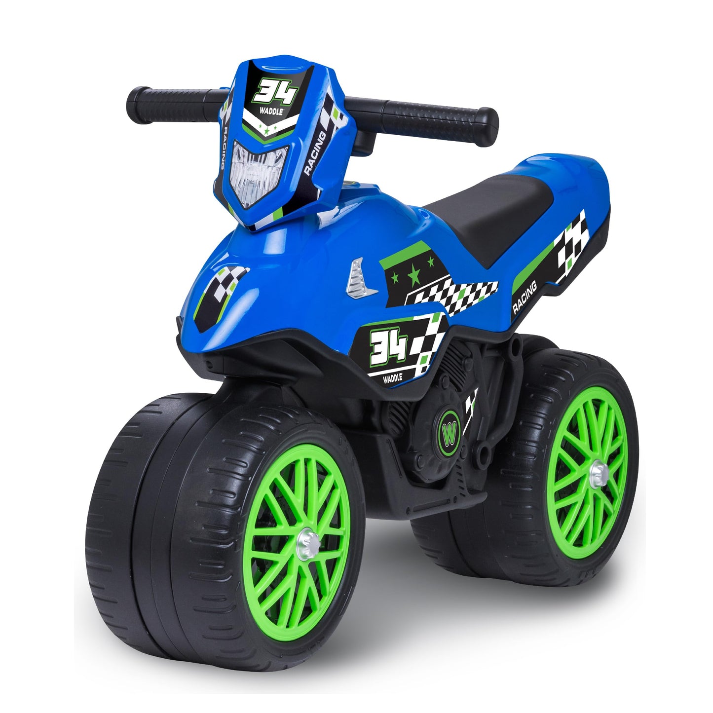 Waddle Kids Motorcycle Balance Bike - Toddler Ride on Toys w/Sounds, Wide Wheel Base, Rubber Coated Wheels, Foot to Floor Toddler Car Up to 44 Lbs, Motorbike for Kids Ages 18 Months to 3 Yrs, Blue