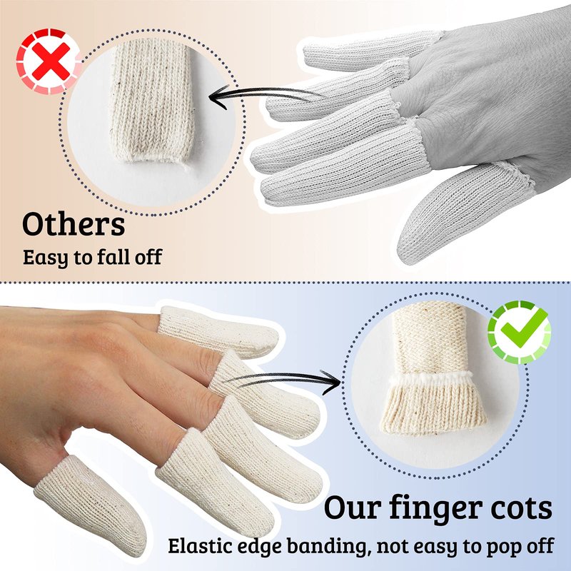 MIG4U 20 Pcs Cotton Finger Cots, Reusable Finger Protectors for Cuts Wounds, Arthritis, Eczema, Bruises, Calluses, Cracking Thumbs Healing, Fingernail Caps/Stall/Cushion/Cover, L/XL