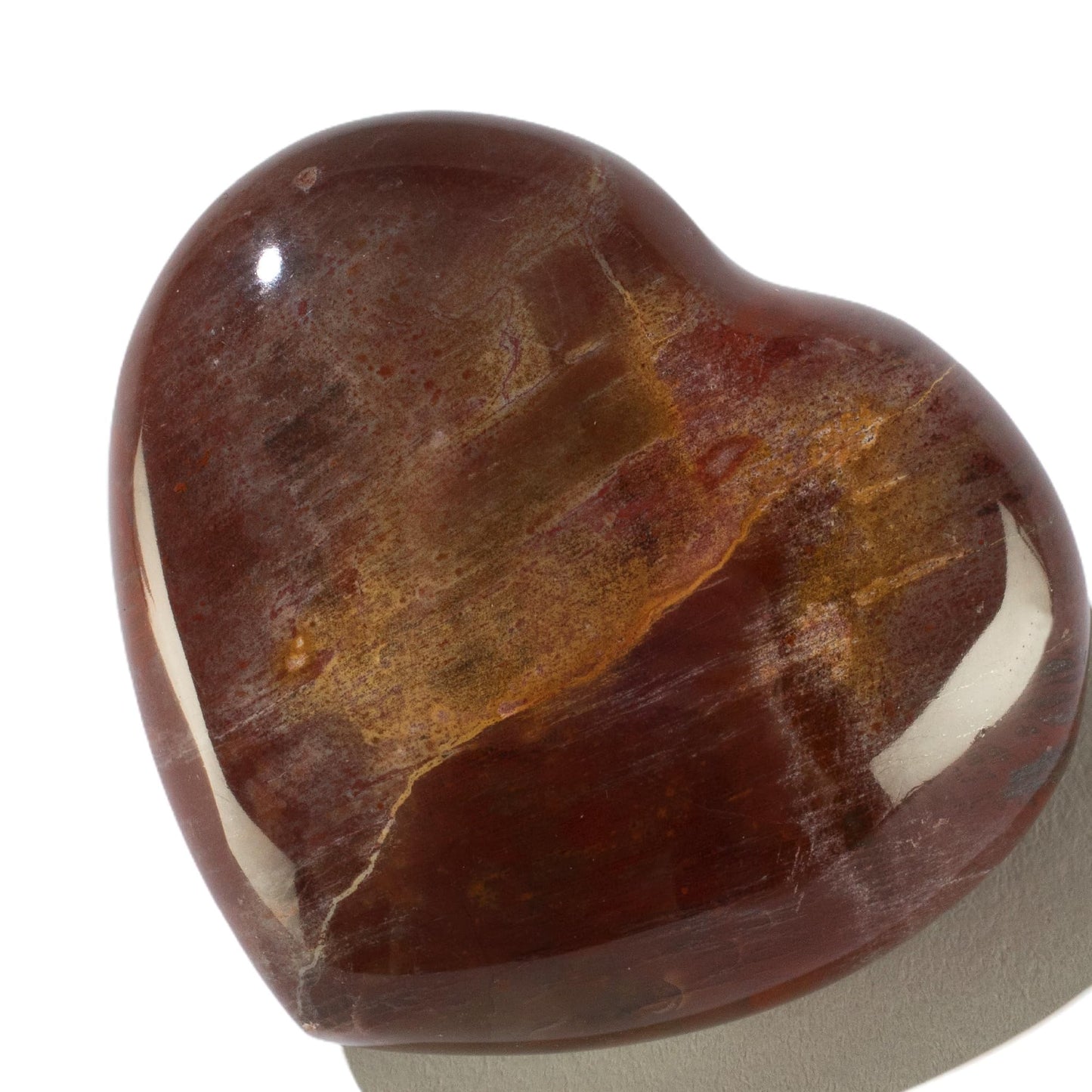 KALIFANO Petrified Wood Heart Carving with Healing & Grounding Properties - AAA Grade High Energy Stone Madera Petrificada Worry Stone with Information Card - Reiki Crystal Used for Passion
