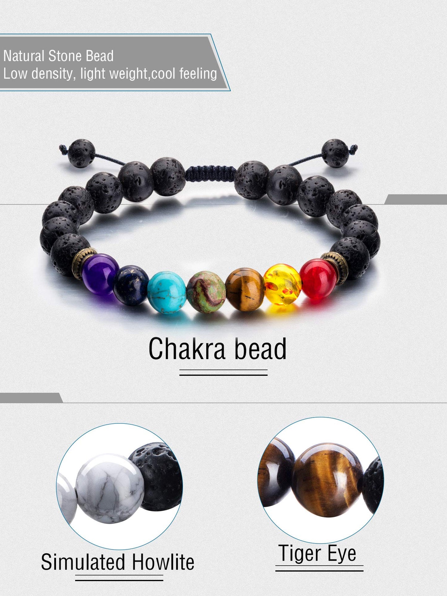 Tatuo 4 Pcs Lava Rock Bracelet for Men Bead Chakra Essential Oil Diffuser Bracelets Jewelry Gift(Style E)
