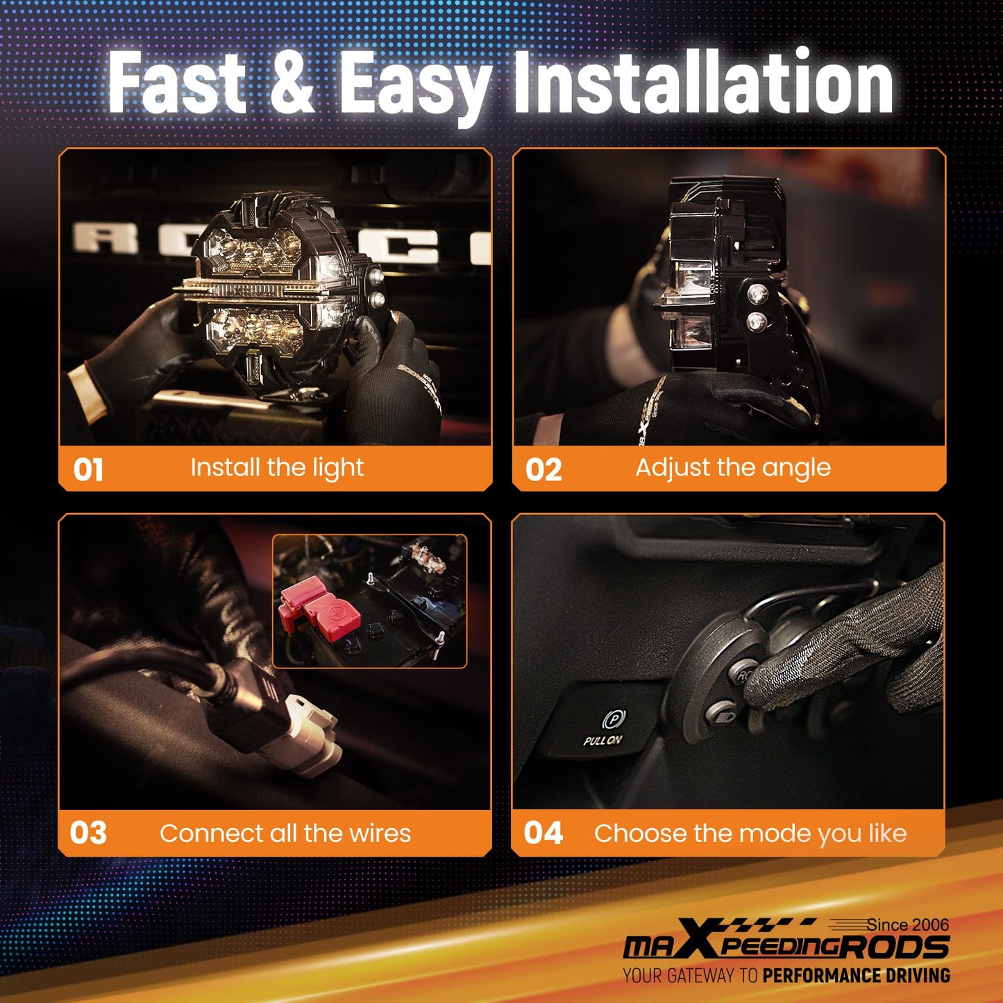 maXpeedingrods 5in 212W Off Road Lights Bar 25440LM, LED Spot with 7 RGB Colors for Ambient & Auto Shift Mode, 270°Side Shooter Ditch Lights, Fog Light for Jeep SUV Pickup UTV ATV with Black Covers