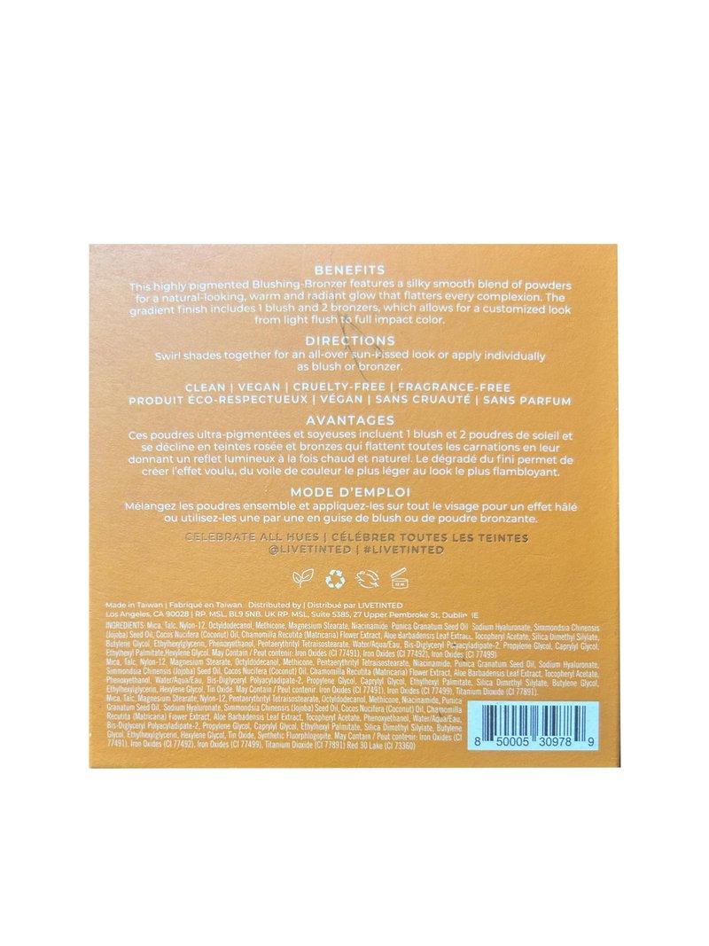 Live Tinted Huebeam Jumbo Gradient Blushing Bronzer - Lightweight, Highly-Pigmented, Buildable & Blendable - Sunkissed, Glowy, Even Toned Skin Face Blush and Bronzer - 15g / 0.5 oz