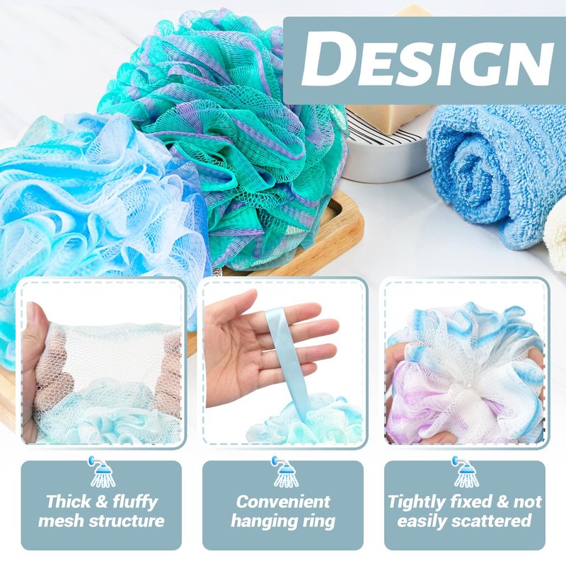 10 Pack Bath Sponges Loofahs 40g,Soft Mesh Shower Loofahs,Body Scrubber Bath Balls for Women and Men Children Washing,Beauty Bathing Accessories,Set of 5 Flower Color