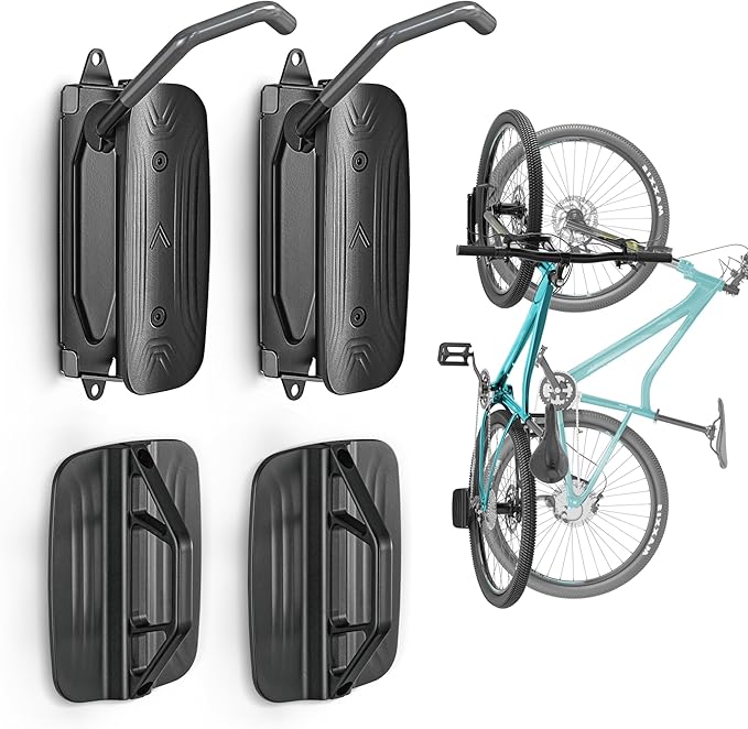 monTEK Swivel Bike Wall Mount â 2 Pack Garage Bike Hanger & Space-Saving Vertical Bike Rack for Garage & Apartment, Sturdy Bike Storage Hook Holds 66 lbs, Easy Installation & Scratch-Proof Design