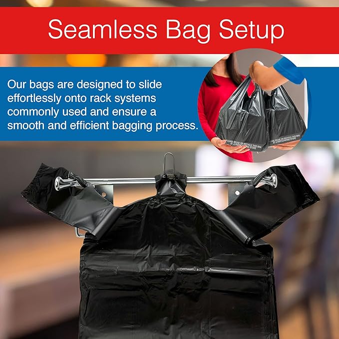Reli. T-shirt Bags (300 Count) (Black) (11.5" x 6.5" x 21") - Black Plastic Bags (Plain) - Grocery, Shopping, Restaurants