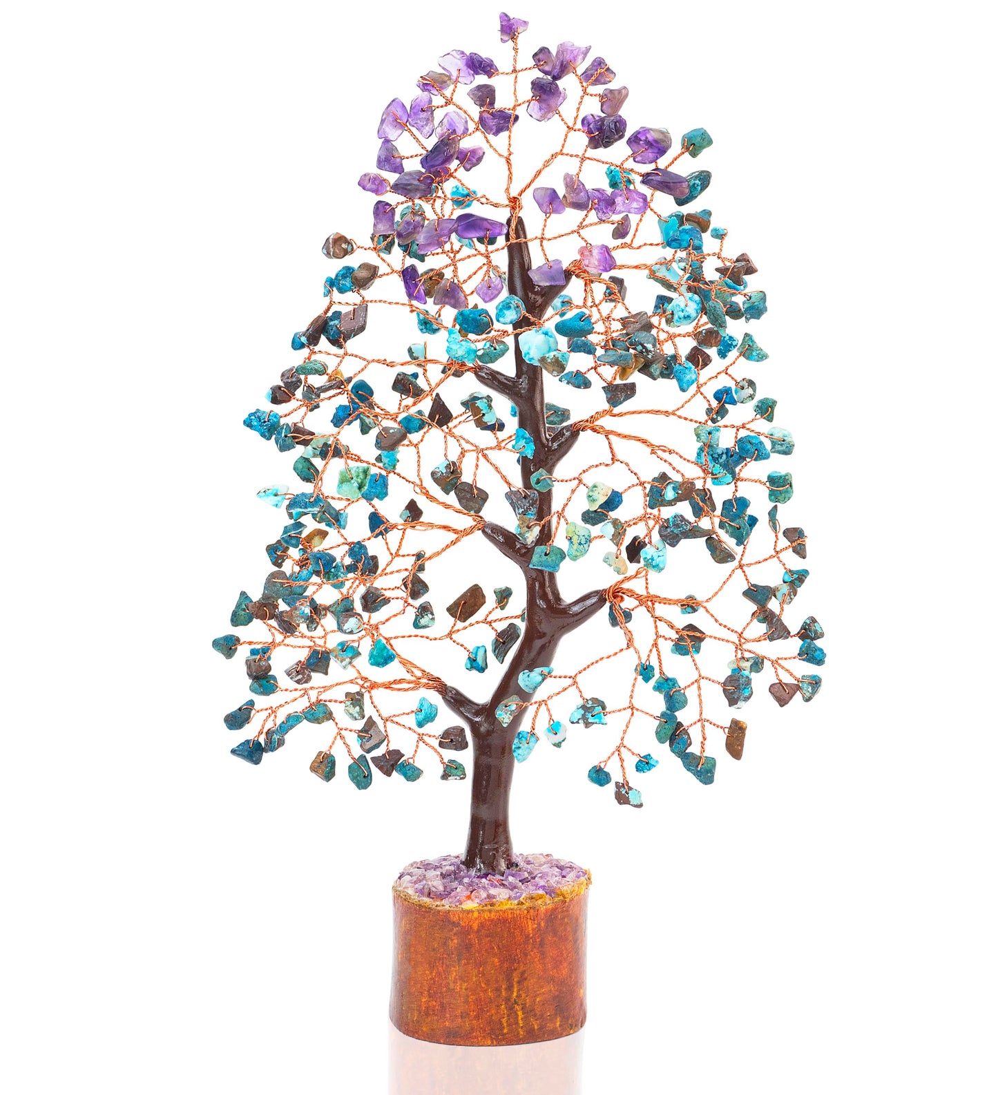 Crocon® Amethyst & Turquoise Gemstone Tree, Crystal Tree of Life, Feng Shui Bonsai, Money Tree, Healing Tree Home Decoration, Good Luck Figurine, Gem Tree for Positive Energy, Chakra Tree of Life Gift