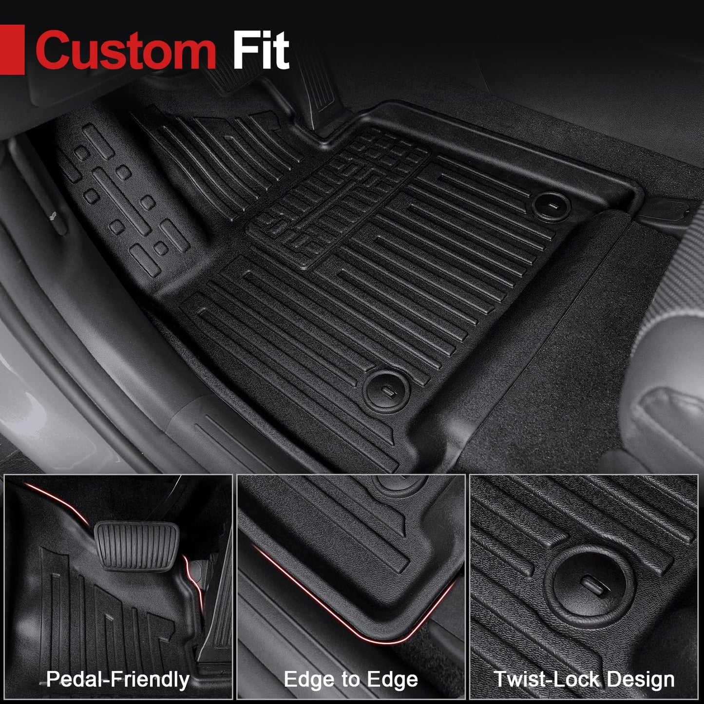 HOUCLEMIC Floor Mats for 2024 2025 2026 Hyundai Santa Fe (Fit Hybrid and Gas), TPE All Weather Protection Durable Trunk Cargo Mat with Backrest Mat for Hyundai Santa Fe