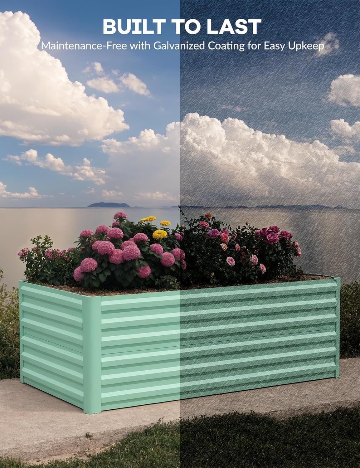 PeacefulHues 2 Pack Galvanized Metal Raised Garden Beds 8x4x2 Ft, 24" Tall Outdoor Large Planter Boxes for Vegetables, Flowers, Herbs & Succulents, Rust-Resistant Steel, Easy Assembly