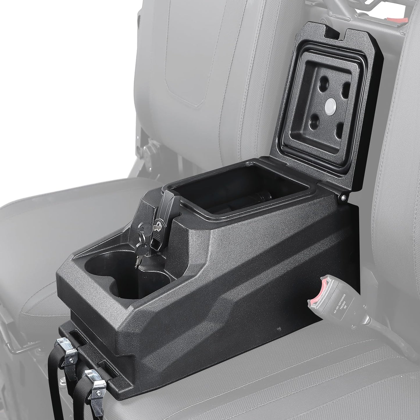 KEMIMOTO Bench Seat Center Console Armrest Box with Cup Holders Compatible with CFMOTO UFORCE 1000/1000 XL 2019-2026 Heavy Duty PP Lockable Armrest Storage Box Accessories