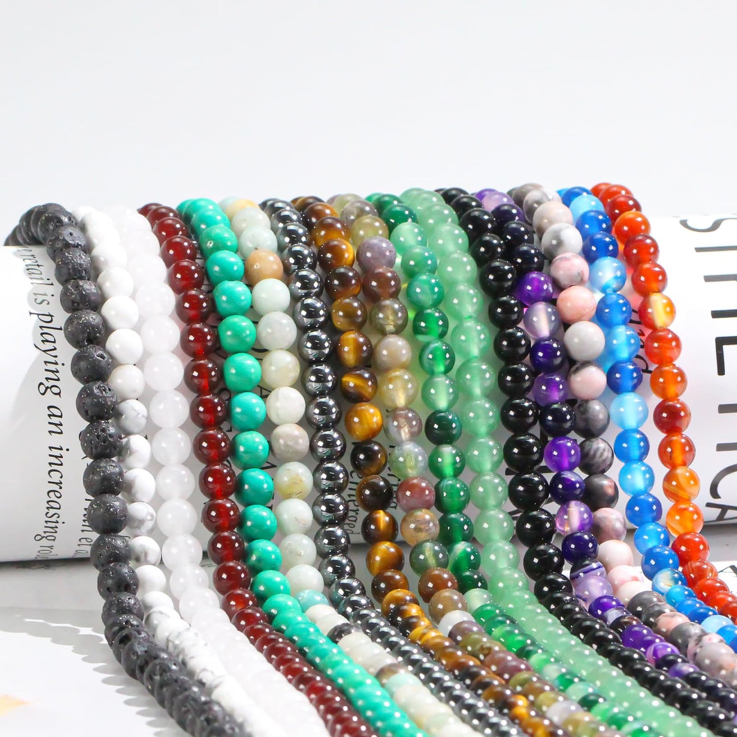 10mm Natural Gemstone Round Loose Beads for Jewelry Making White Jade Crystal Stone Beads for Bracelets Necklace Earrings Making Supplies (35-38pcs/Strand)