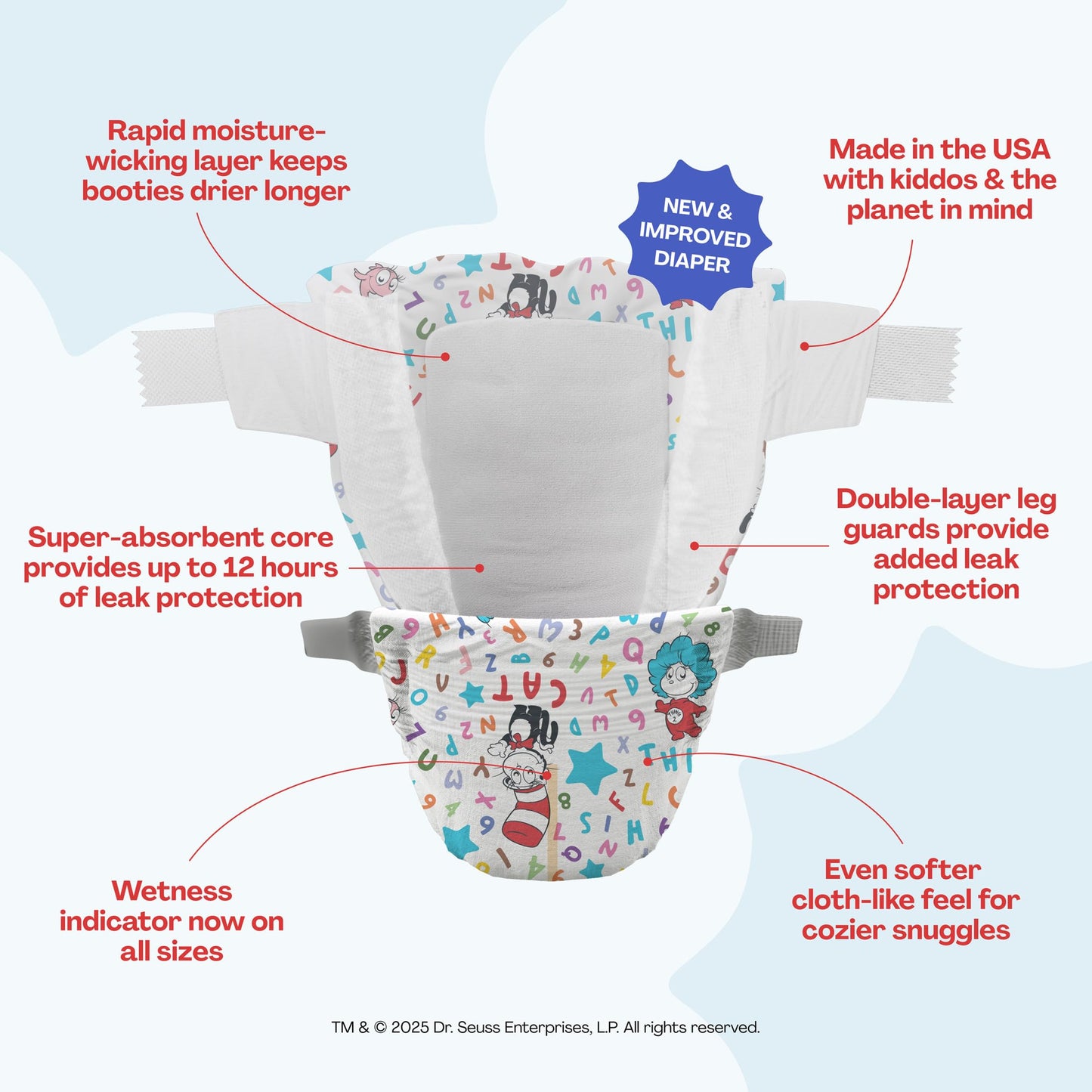 Hello Bello Dr. Seuss Babies Premium Diapers, Size 6, 42 Count: Softness & Protection for Sensitive Skin