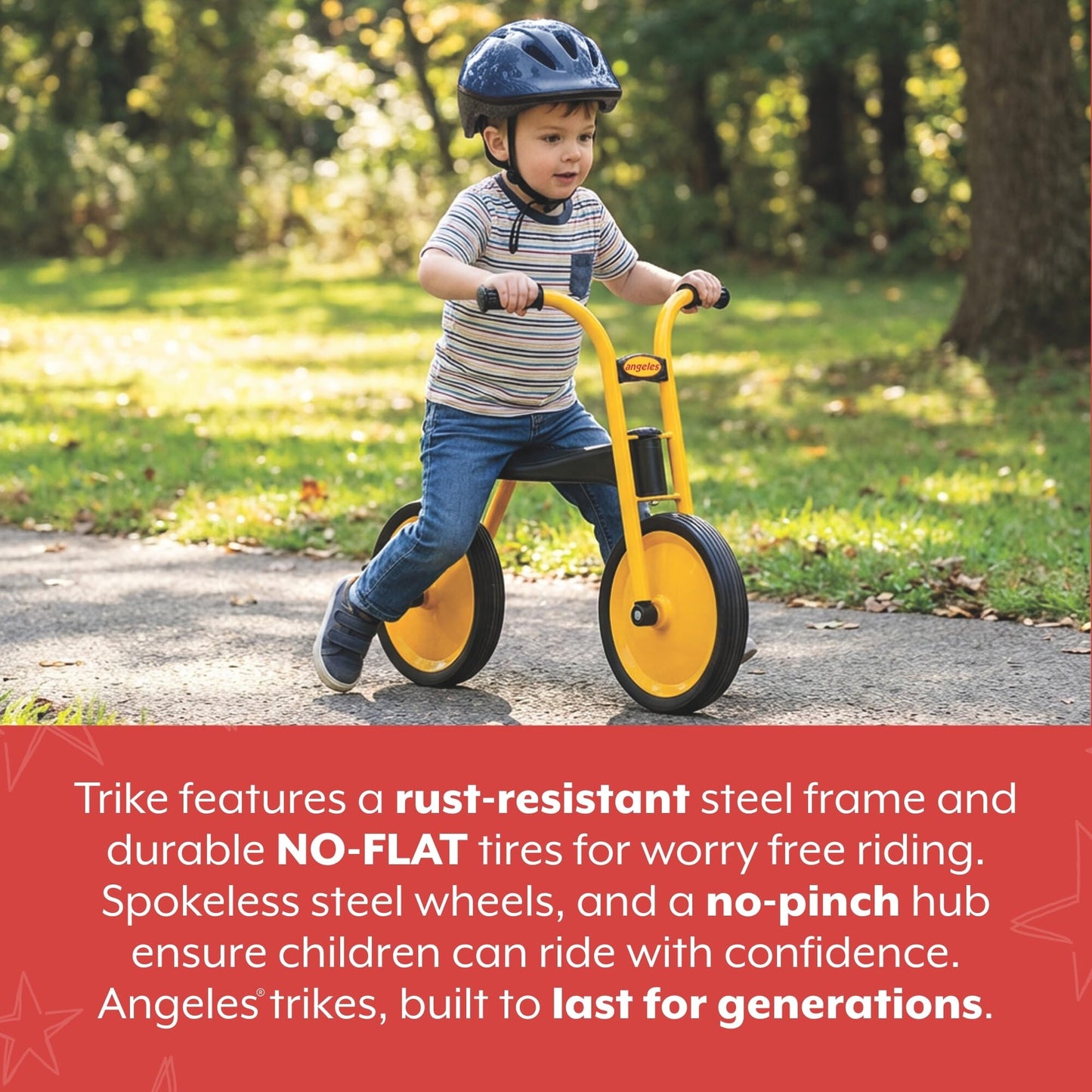 Angeles MyRider Kids Tricycle, Toddler Tricycle with Solid Airless Rubber Tires, Kids Bike for Preschools and Daycare, Ages 3+, MyRider 11.5" Tall Seat