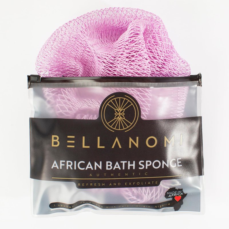 BELLANOMI African Exfoliating Net Sponge, Authentic, Ethically sourced from Nigeria, 45 inches Long, Back Scrubber for Daily use (Lilac)