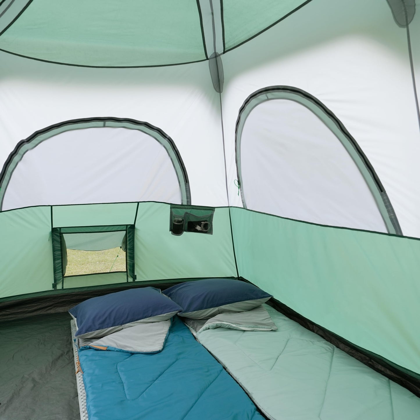 Amazon Basics 8-Person Instant Camping Tent, Easy Setup in 60 Seconds, Weather-Resistant with Rainfly, Mesh Windows, Storage Pockets, for Family Camping and Hiking