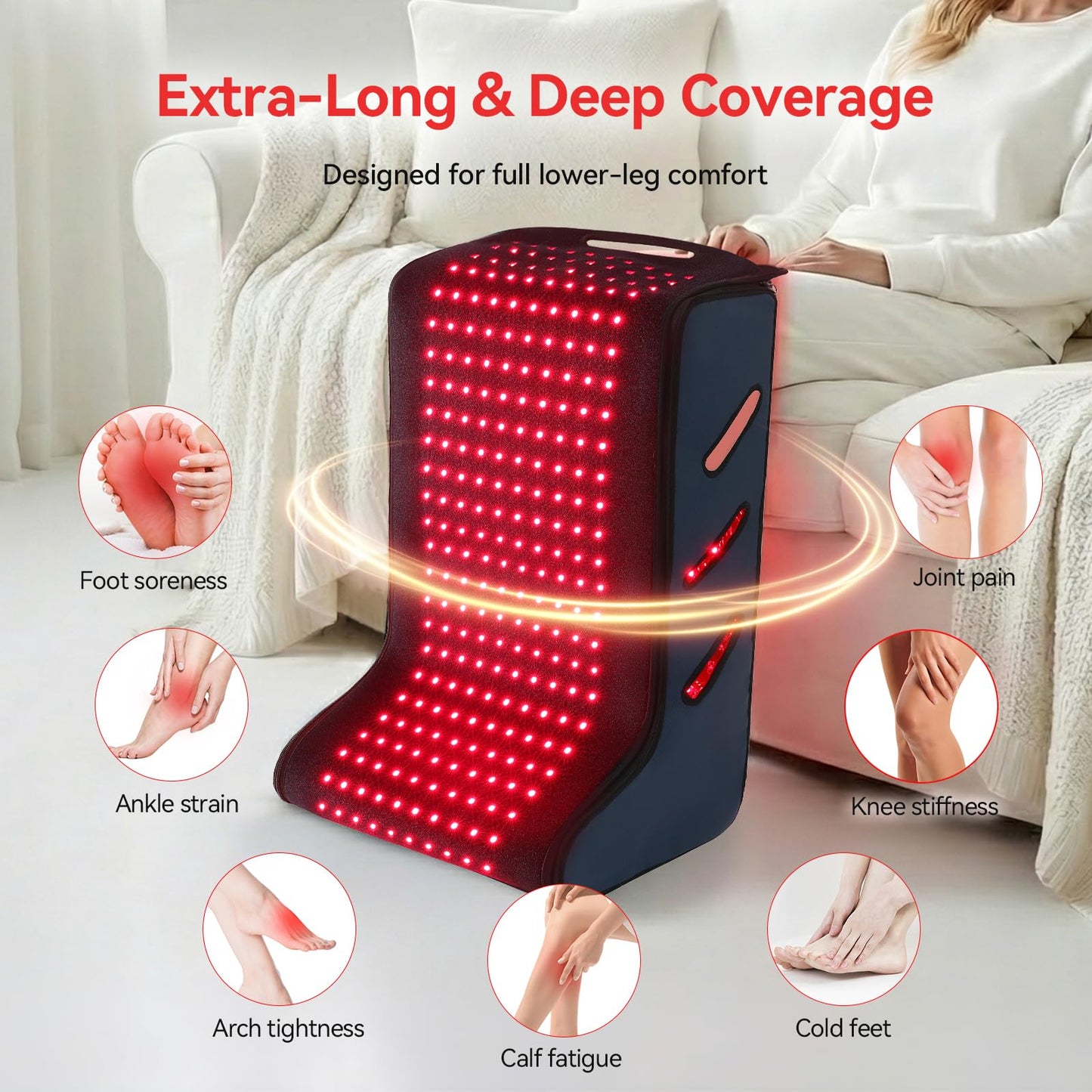 Red Light Therapy for Feet, 450 LEDs 660nm&850nm Infrared Light Therapy Boots with Timer & Pulse Mode, Detachable Red Light Therapy Wrap Pad for Body Home Care