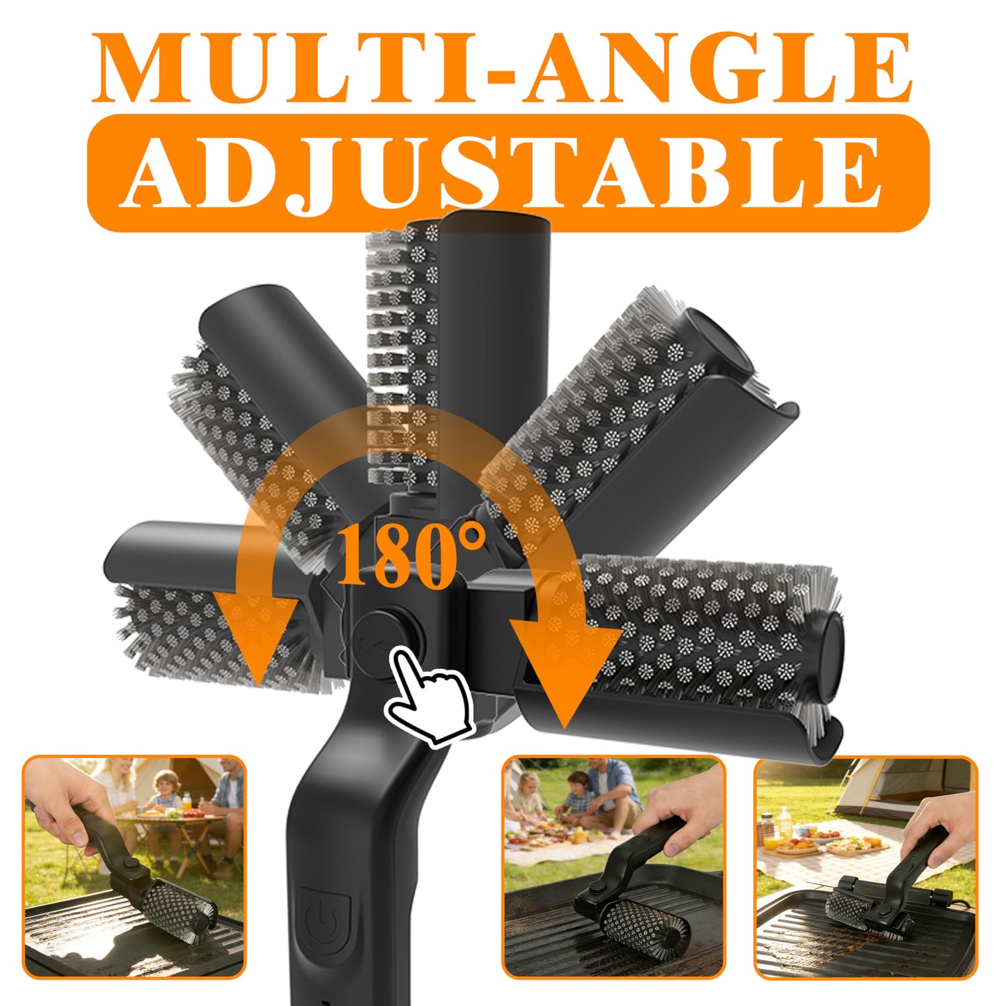 Electric BBQ Grill Brush for Outdoor, Electric BBQ Grill Cleaner with 3-Speed and Adjustable Angle, Rechargeable Grill Cleaning Brush for Barbecue Grates