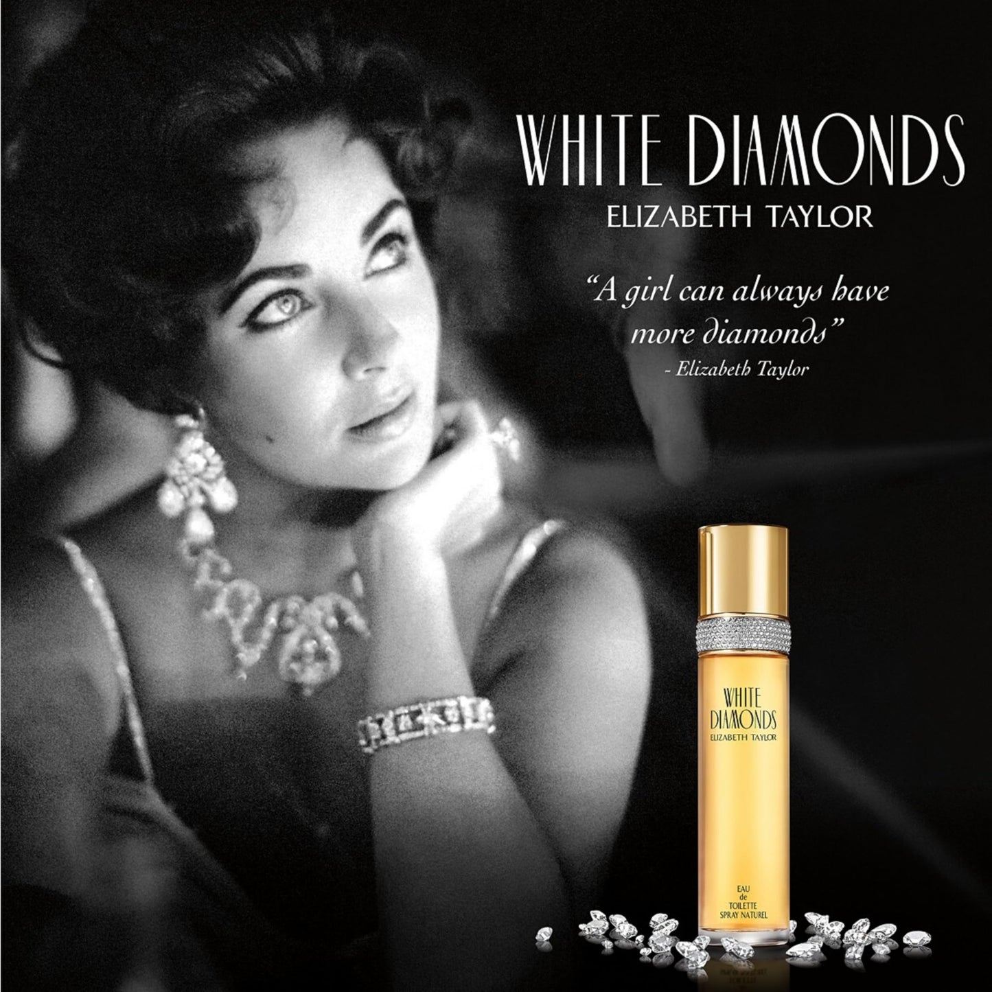 Elizabeth Taylor Body Powder for Women, Fragrance with Body Puff, White Diamonds, 2.6 Oz