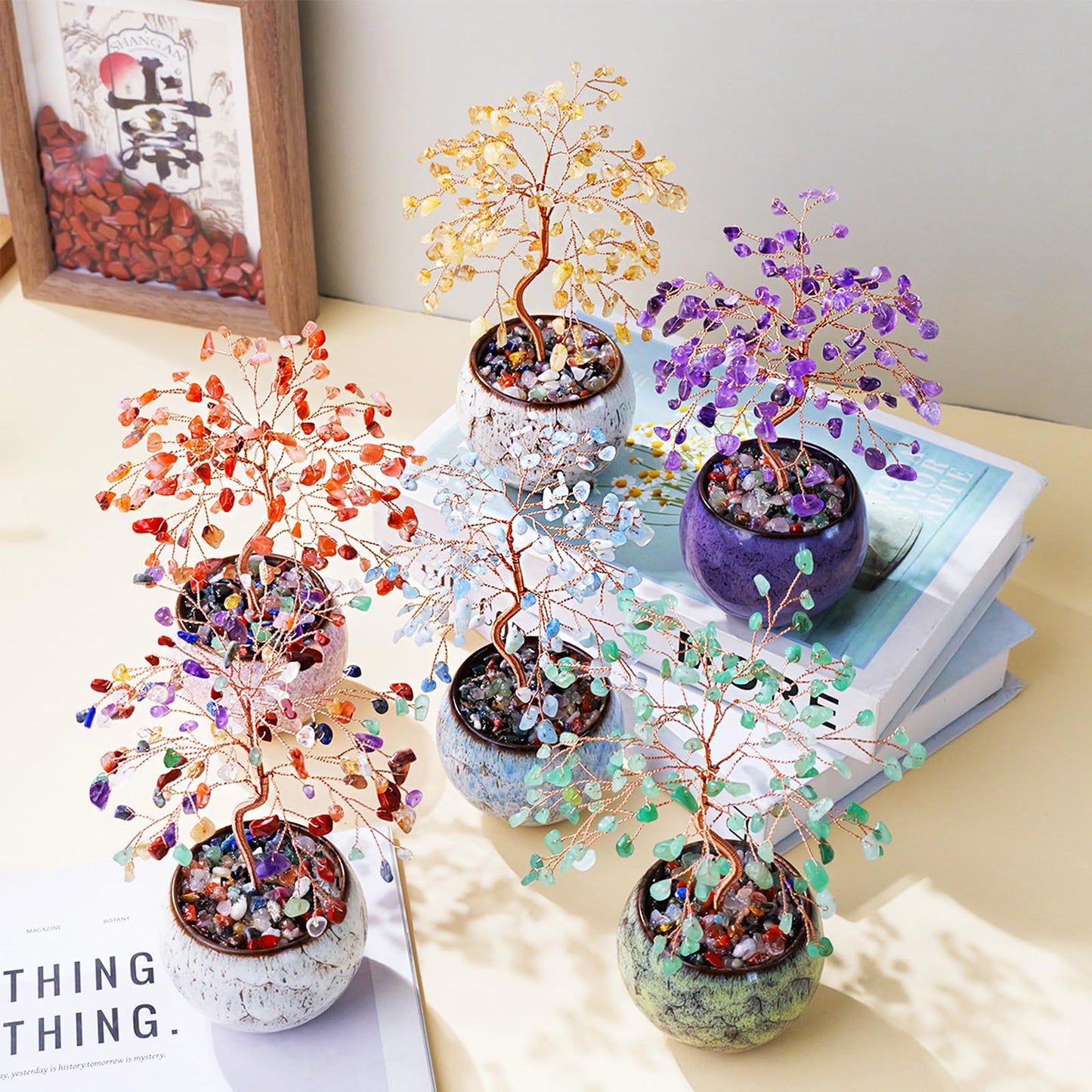 Runyangshi Chakra Crystal Tree of Life - 8" Large Natural Healing Crystal Tree, Bringing Money, Good Luck, Positive Energy for Home Decor, Feng Shui Gifts, Office Desk Ornament