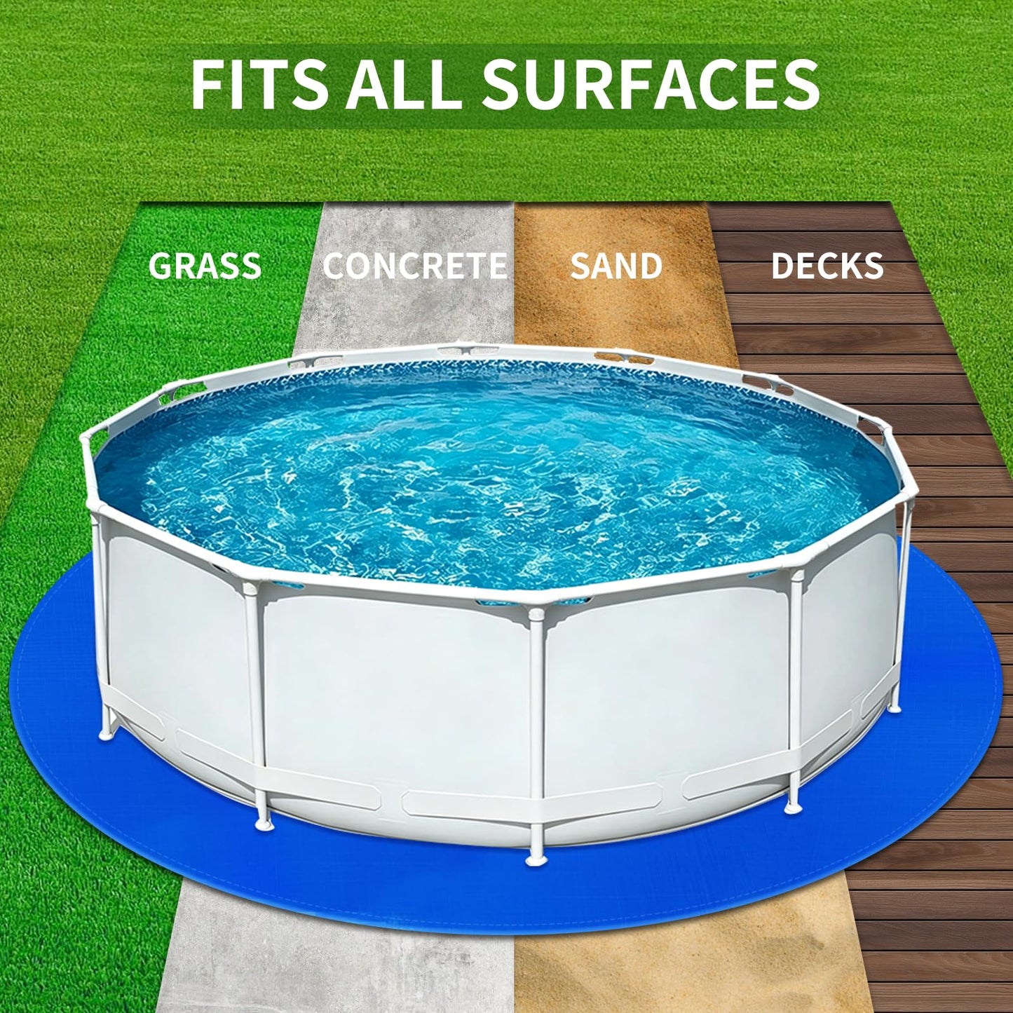 18FT Round Pool Liner Pad for Above Ground Pools, 180 GSM Heavy-Duty Puncture Resistant Under Mat, Underlayment Outdoor Tarp Protector for Lawn Concrete, Pool Floor Base Pad, Extends Liner Life