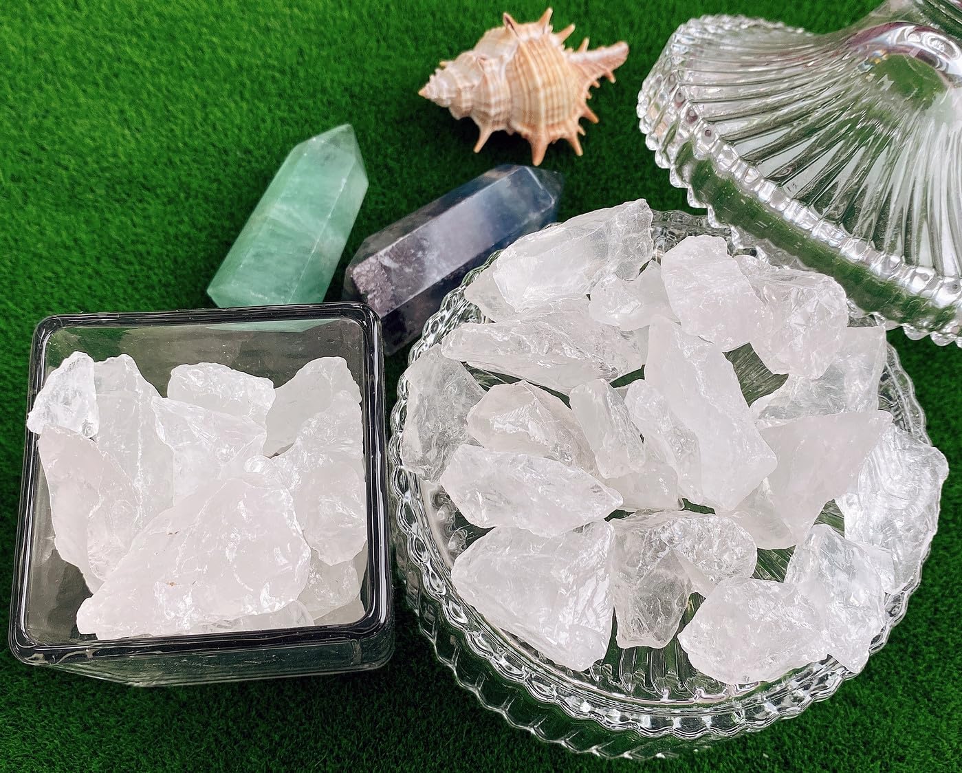 QINJIEJIE 0.9Lbs Clear Quartz Raw Crystals Natural Rough Stones Bulk Large 1" Rocks Wholesale Reiki White Gemstones Fountain Rocks for Decoration Tumbling Cabbing Polishing Wire Wrapping Wicca