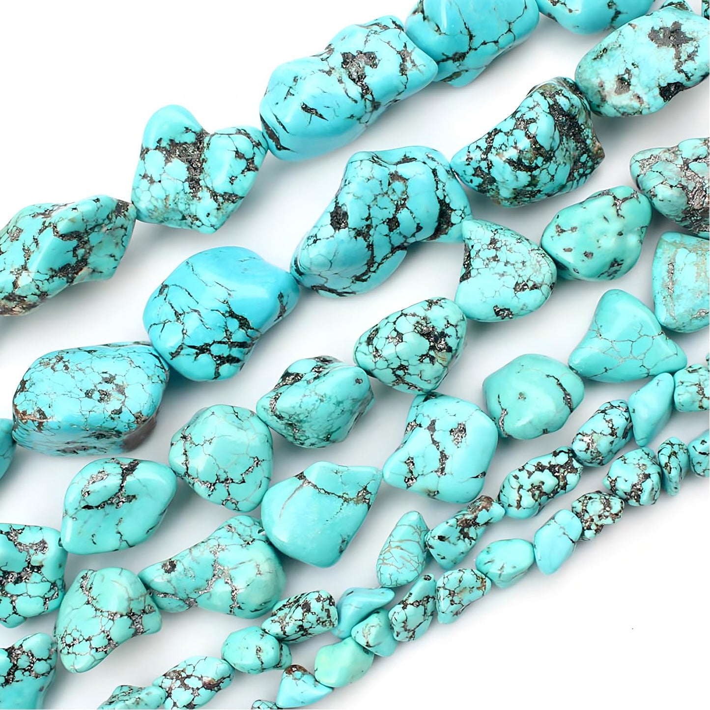 HAAMIIQII 10-15mm Freeform Irregular Blue Turquoise Beads Loose Gemstone Beads for Jewelry Making Strand 15 Inch (22-30pcs)