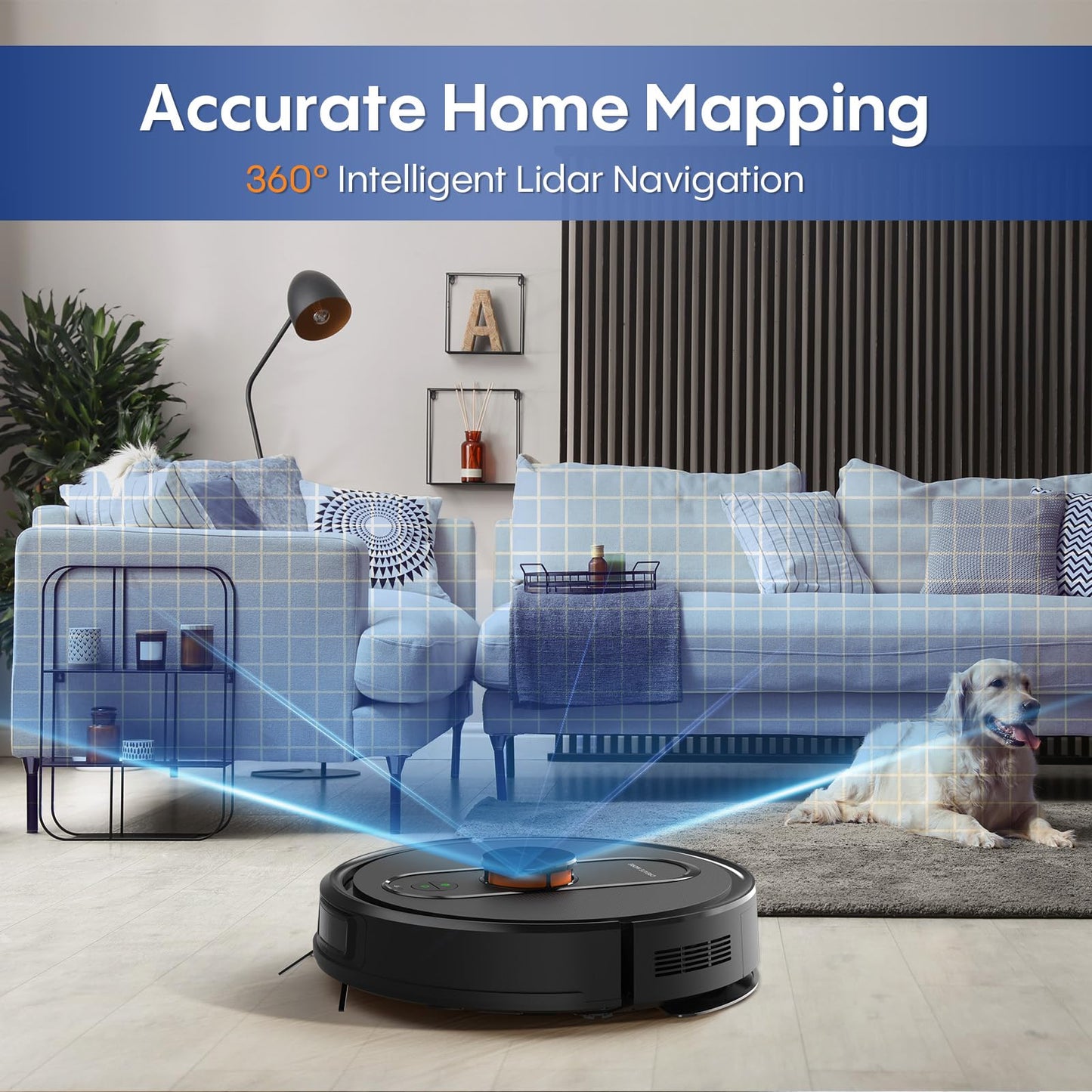 Robot Vacuum and Mop with LiDAR Navigation, 5000Pa Robot Vacuum Cleaner with Self-Emptying, 90-Day Hands-Free,Mapping, Wi-Fi/App/Alexa Control, Ideal for Pet, Hard Floors, Carpet