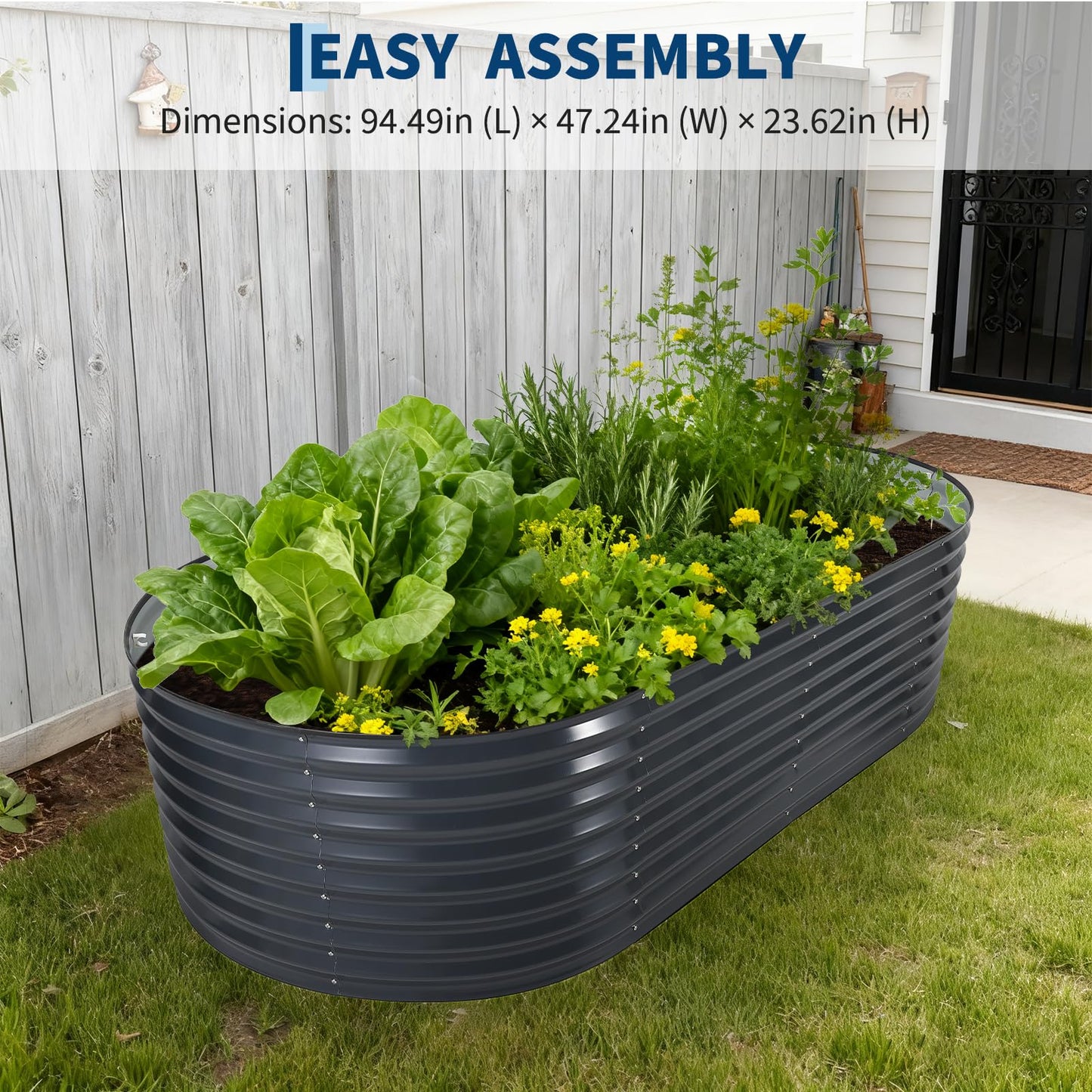 PeakPursuit Galvanized Raised Garden Bed Kit Large Durable Planter Raised Beds 8'x4'x2' for Vegetables Outdoor Metal Garden Raised Beds with Reinforced Design, Optimal Drainage & Easy Assembly
