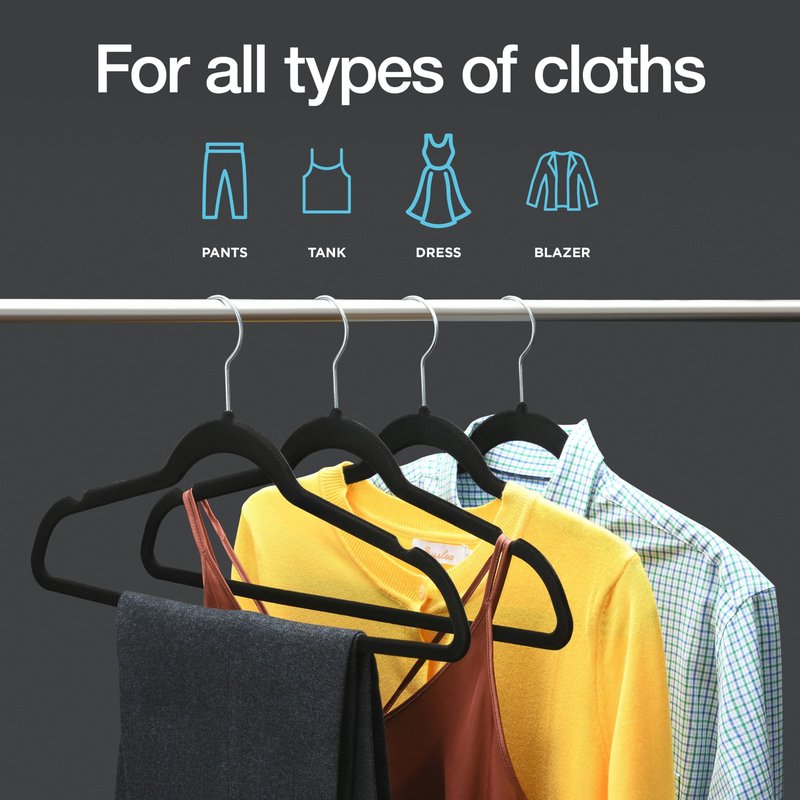 Home-it Premium Velvet Hangers 30 Pack - Black Suit Hangers Non Slip - Heavy duty Clothes Hangers for Closet, Jacket, Shirt, Pants and Suit, Hook Swivel 360 - Ultra Thin