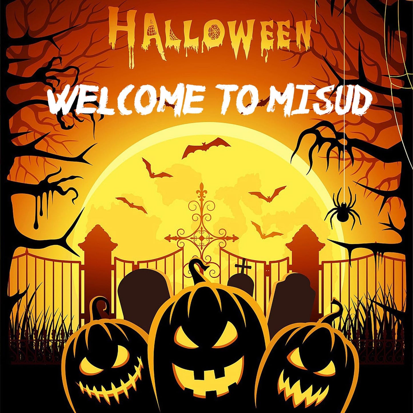 MISUD Press on Nails - Long Coffin Fake Nails with Halloween Goth, Acrylic Scary Ghost Design 24 pcs