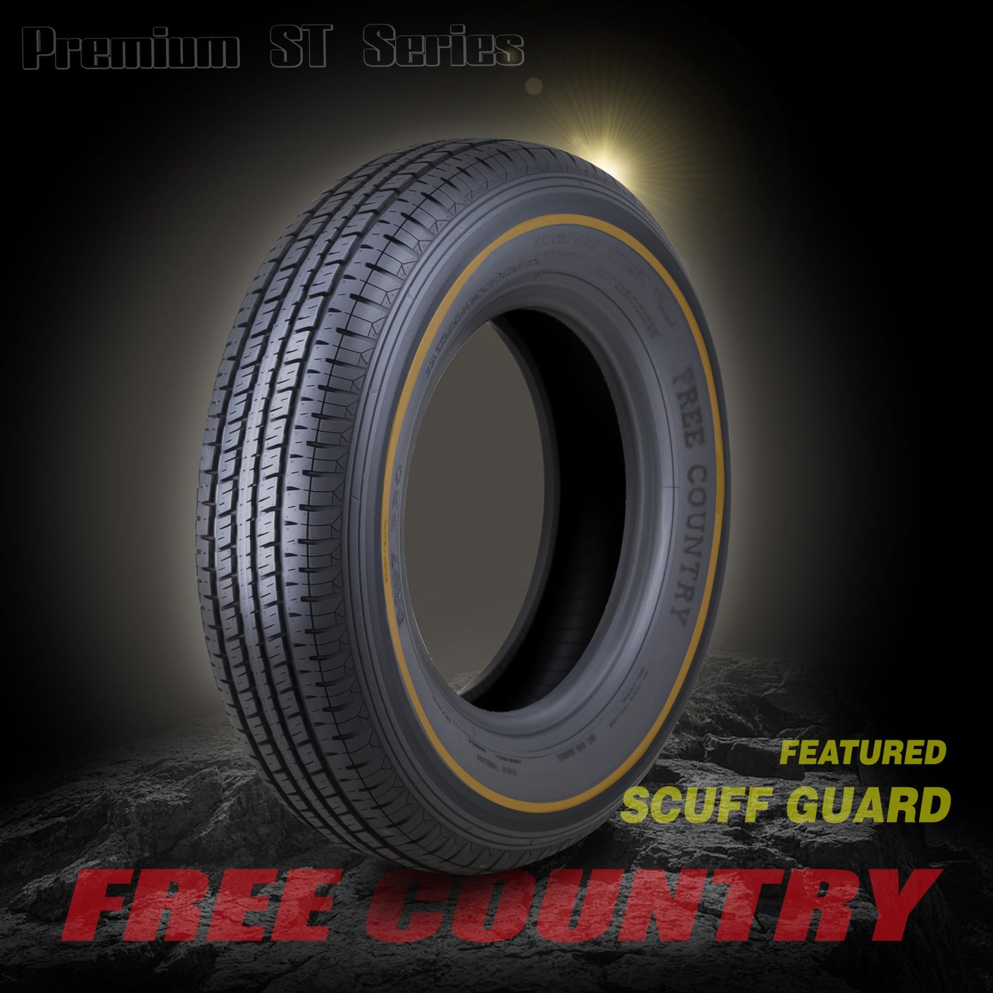 FREE COUNTRY Set 2 Premium Trailer Tires ST205/75R15 205 75 15 8-Ply Load Range D Radial w/Scuff Guard