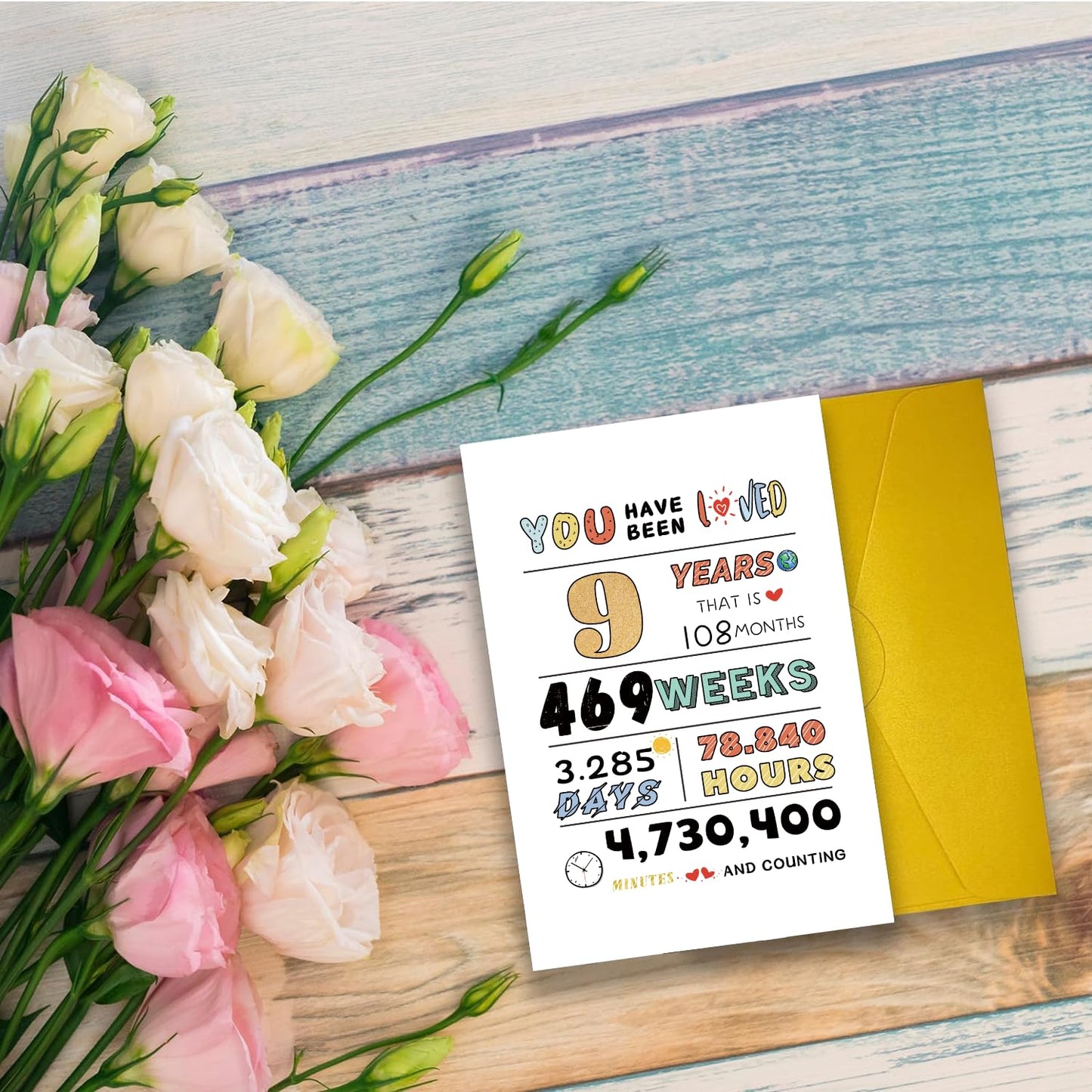 Cute 9th Birthday Card for Girls Boys, Ideal 9th Birthday Gift from Mom Dad, 9 Years Old Birthday Card Gift For Son Daughter Children, Unique 9th Birthday Decorations for Grandson Granddaughter