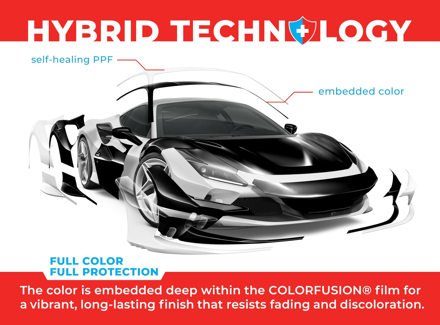 ColorFusion PPF by VViViD, Gloss Piano Black Dry Apply PPF Vinyl Car Wrap Roll 60ft x 5ft