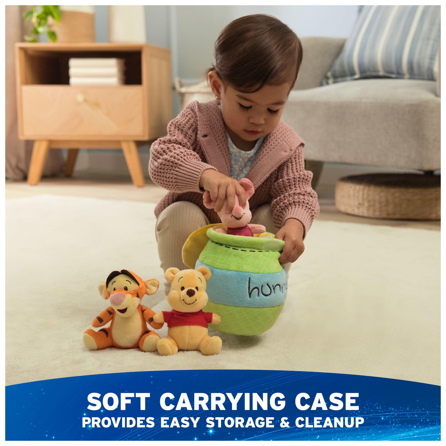 GUND Disney Official Winnie the Pooh Plush Playset with Pooh, Tigger, and Piglet, Sensory Toy Stuffed Animals for Ages 0 and Up, Green, 8”
