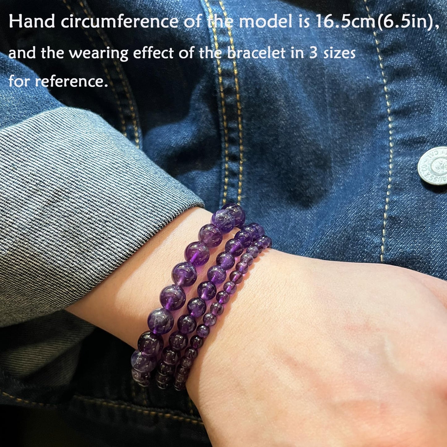 CHCCOYE 8mm Natural Healing Gemstone Bracelet Handmade Yoga Stretch Elastic Bracelet Stress Relief Crystal Jewelry for Men and Women (8mm, Amethyst)
