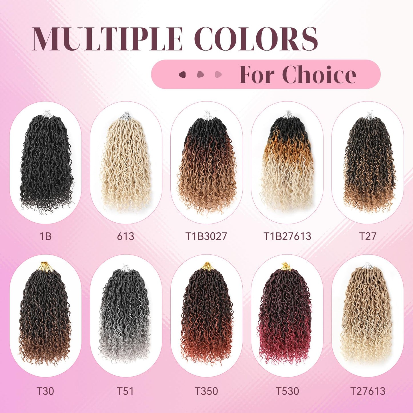 Aipin New Goddess Locs Crochet Hair 22 Inch Boho River Locs Hippie Locs Wavy Crochet With Curly Hair In Middle And Ends Braids Hair Extensions (8Packs,22 inch, T1B/27/613)