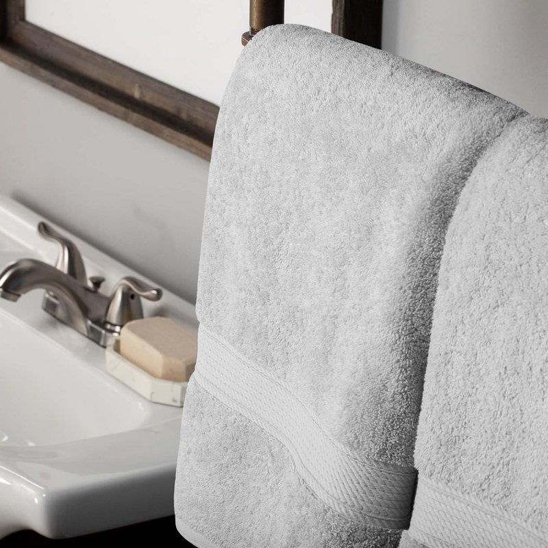 Superior Egyptian Cotton Pile 10 Piece Towel Set, Includes 2 Bath, 4 Hand, 4 Face Towels/ Washcloths, Ultra Soft Luxury Towels, Thick Plush Essentials, Guest Bath, Spa, Hotel Bathroom, Silver