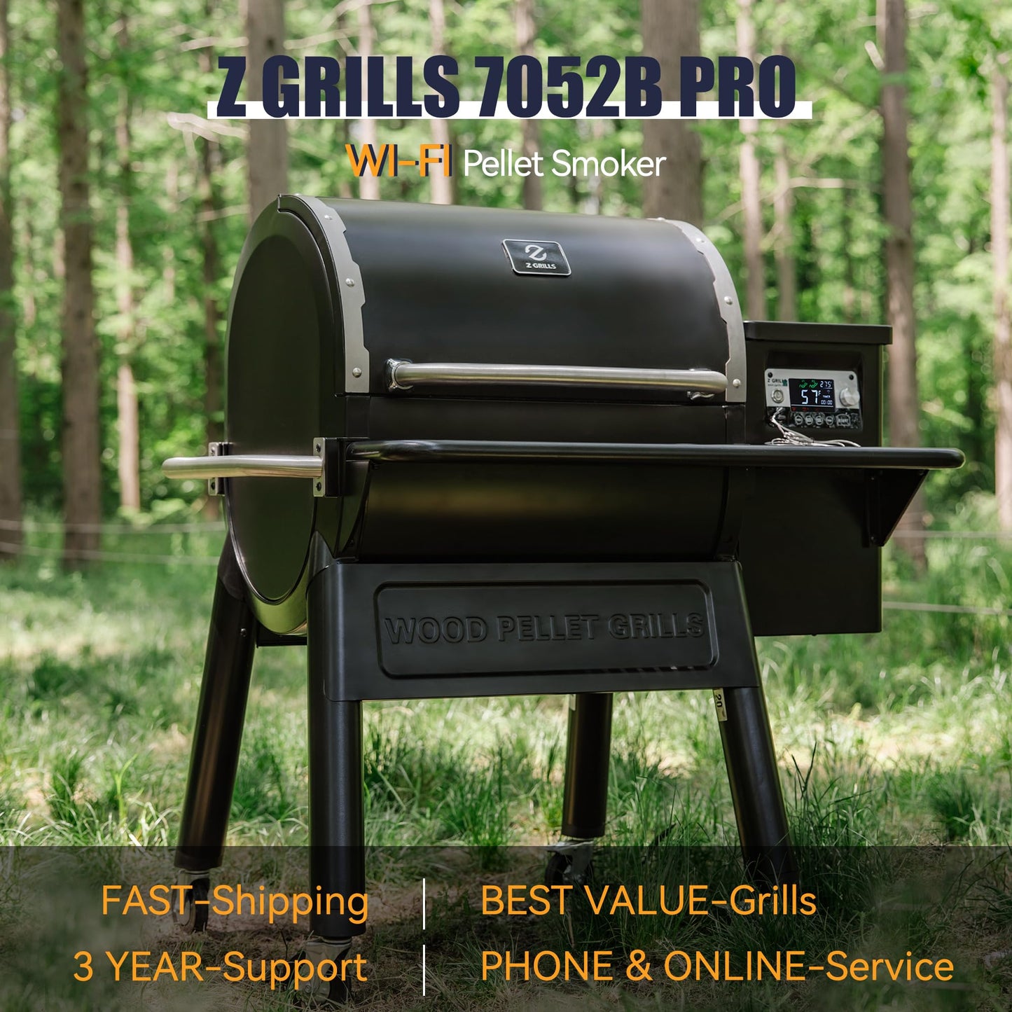 Z GRILLS Wood Pellet Grill and Smoker with WIFI Smart Home Technology, PID Controller, 709 sq. in, Black