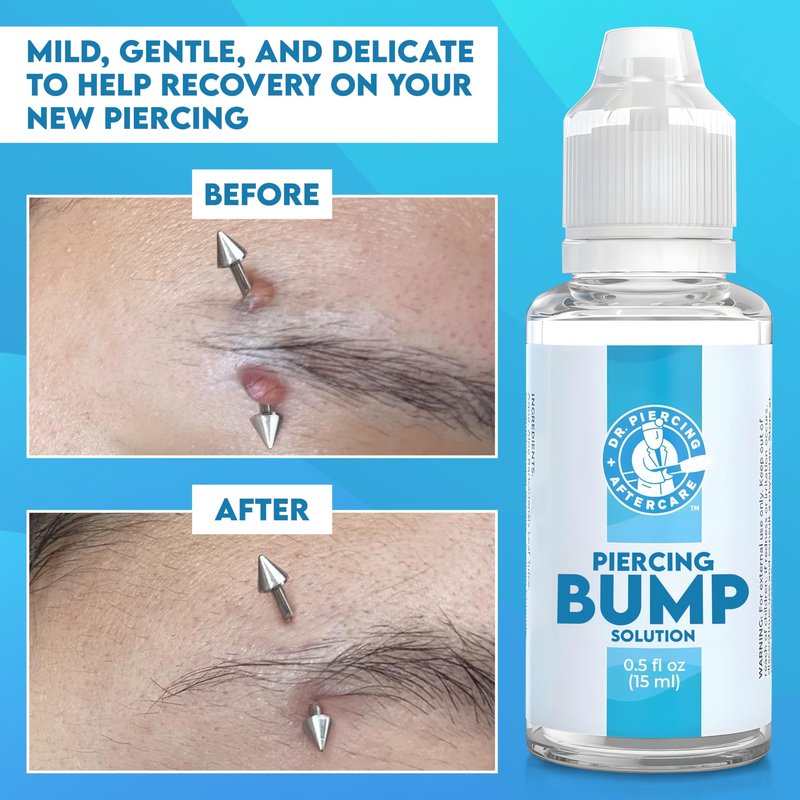 Dr. Piercing Aftercare Keloid Bump Solution Drops 15mL - Gentle Saline Formula with Provitamin B5 for Bump Care - Nose Ear Belly Lip Aftercare Cleaner