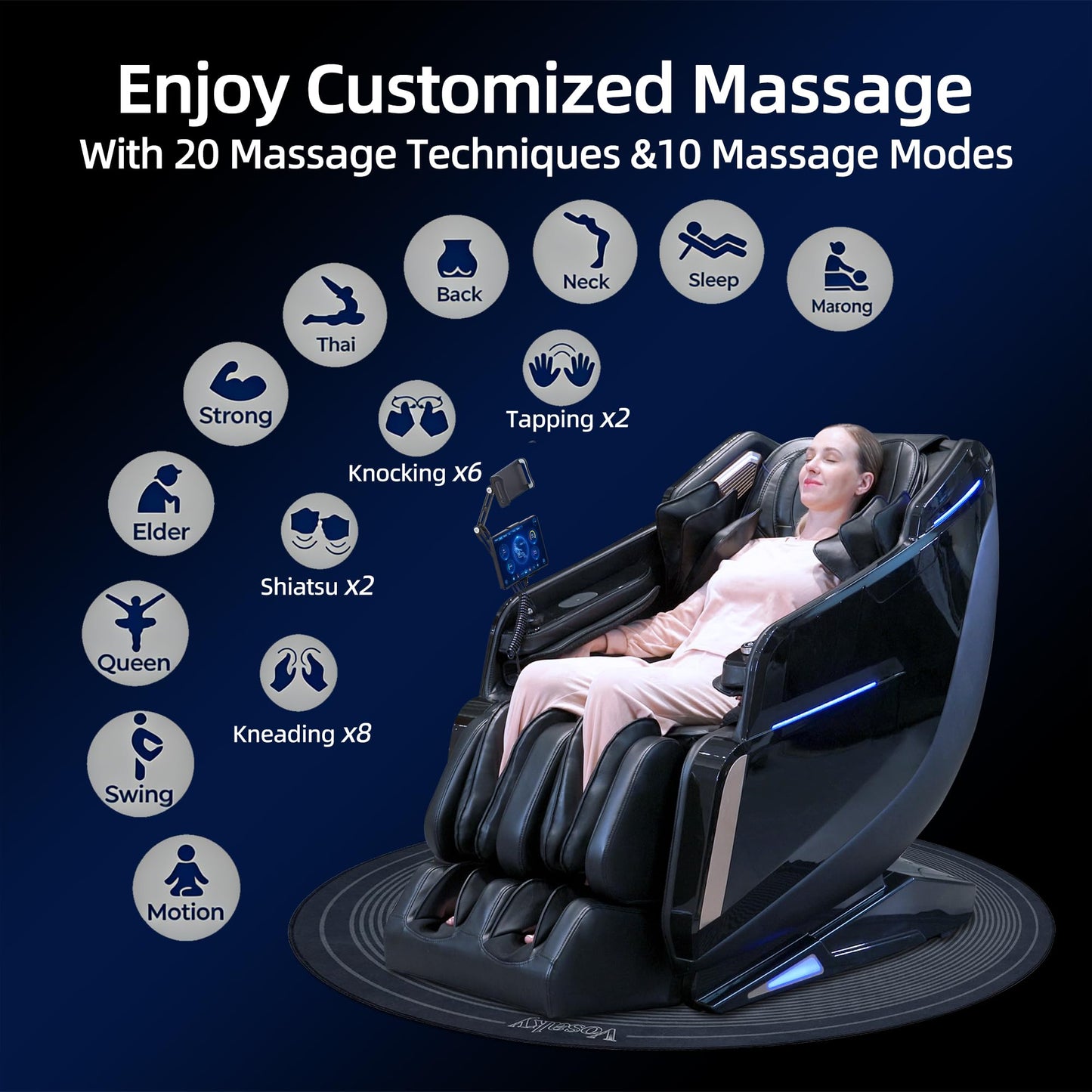 4D Massage Chair Full Body Zero Gravity SL-Track Real Relax Massage Chair Recliner-Shiatsu,Heat,Calf-Extension,20-Massage Technique,Thai Yoga Stretch,Foot Roller,AI Voice,Touch Screen,Wireless Charge