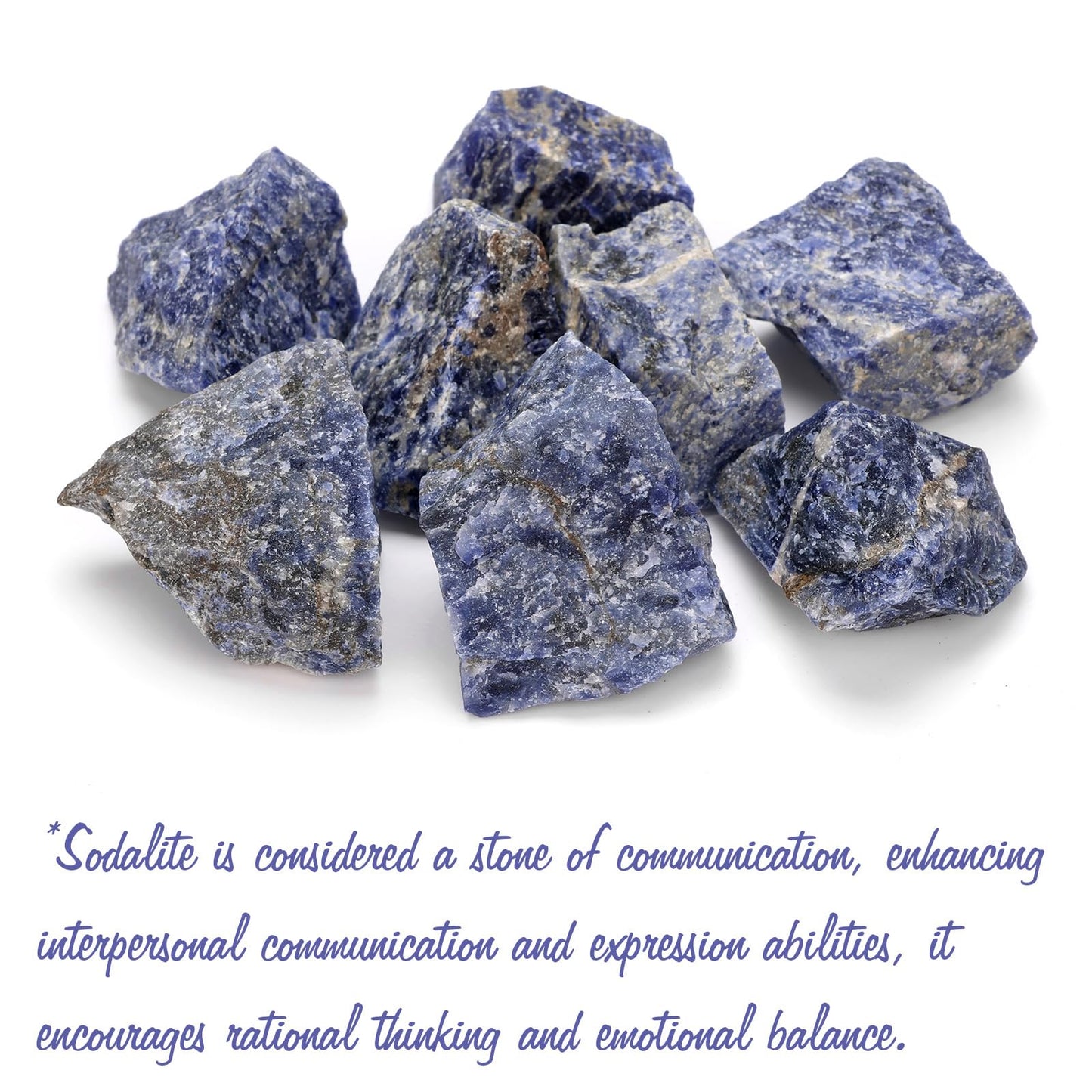 GolbalJew Sodalite Natural Raw Crystals 2PCS Healing Crystal Stones 1.2-2.0” Reiki Healing Gemstones for Meditation Chakra Balance Home Decor