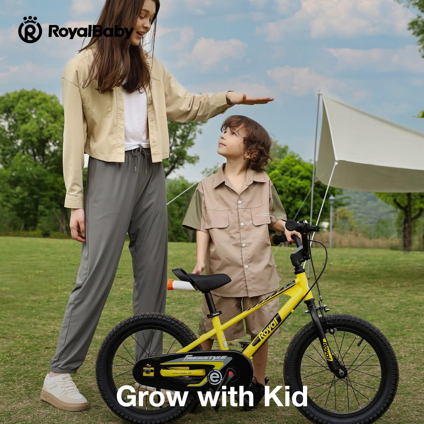 RoyalBaby Freestyle EZ Kids Bike, Easy Learn Balancing to Biking, 14 Inch Balance & Pedal Bicycle, Instant Assembly Toddlers Boys Girls Ages 3-5 Years, 14" Yellow