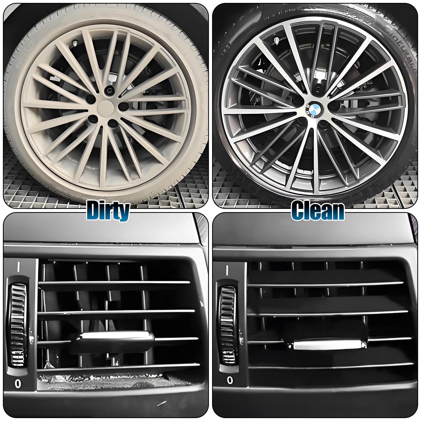 8Pcs Wheel Brush, Tire Brush, Wheel Cleaner Brush Set - 2 Soft Wheel Cleaning Brushes, Detailing Brush & Hard Tire Scrubber, Flexible and Durable Rim Cleaning Brush Kit for Wheels and Tires