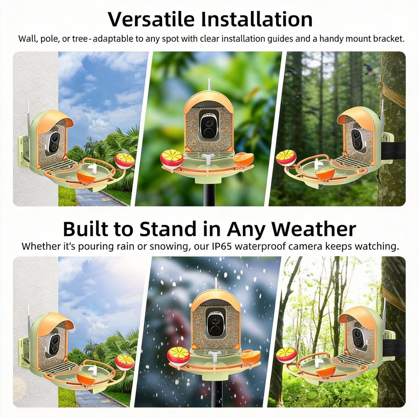 AI-Powered Smart Bird Feeder with Camera & Bird Bath with Solar Powered Circulating Pump, Identifies 10000+ Bird Species, 2K Live Stream & App Alerts, Weatherproof Garden Decor & Bird Watching Gift