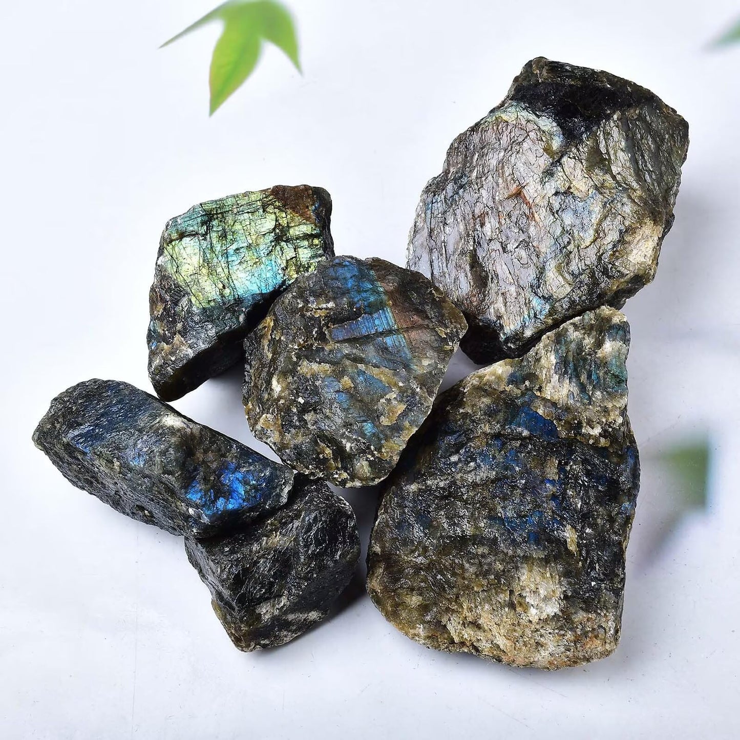 FZBHRO Raw Labradorite Stone Blue Rough Labradorite Rock Healing Crystal and Stone for Tumbling Meditation 0.6-0.8 Pound
