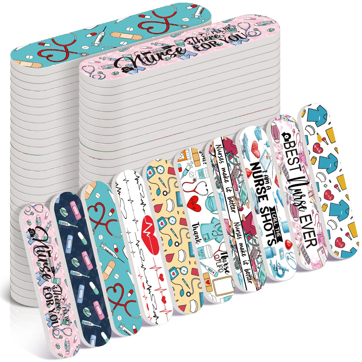 Lanties 50 Pcs Nurse Gifts for Women Bulk Rn Appreciation Nail File Bulk Mini Nursing Emery Board Nail Files Nurse Appreciation Gifts for Nurses' Week Female Dental Medical Assistant