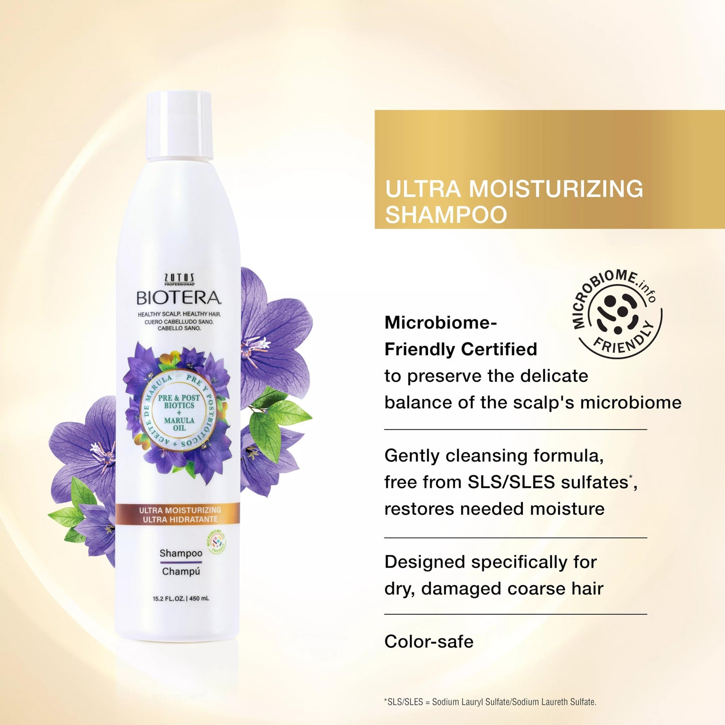 Biotera Ultra Moisturizing Shampoo for Dry, Damaged Hair - Deep Hydration with Coconut & Marula Oil, Restores Moisture, Enhances Shine & Softness, Sulfate-Free, Color-Safe, Vegan, 32 Fl Oz