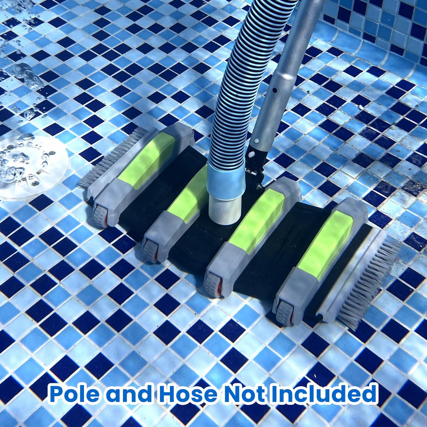 Sepetrel Heavy Duty Pool Vacuum Head with Wheels & Aluminum Handle, Professional Weighted Flexible Vacuum Head