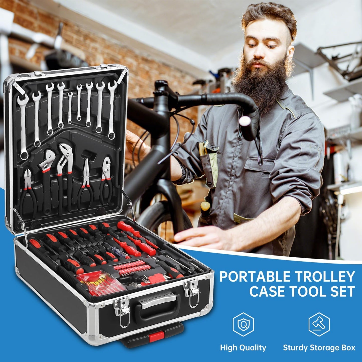 800-Piece Tool Kit, Mechanic's Socket Tool Set with Case, Socket Wrenches & Complete Hand Tools, Portable Complete Repair Tools Box for Home and Car