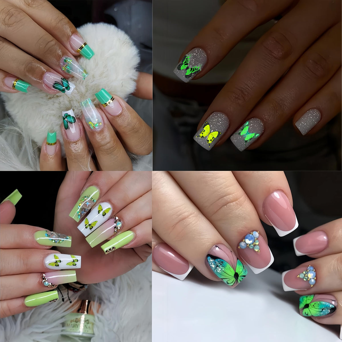 6 Sheets Luminous Butterfly Nail Art Stickers 3D Self-Adhesive Butterfly Nail Decals Holographic Butterflies Nail Art Supplies for Women Manicure Glow in The Dark Decoration Fluorescent Nail Decal